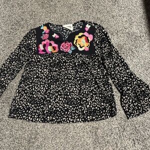 Savanna Jane Black and Pink Floral Leopard Blouse